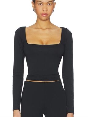Skims Square Neck Long Sleeve Top Size Small